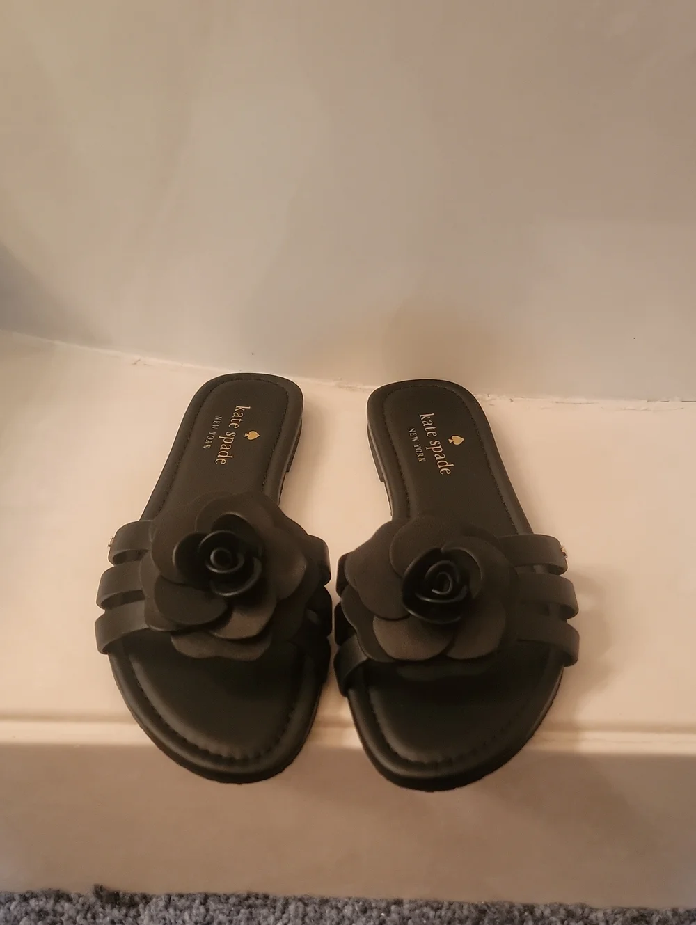 kate spade Black Floral Slip-On Mules